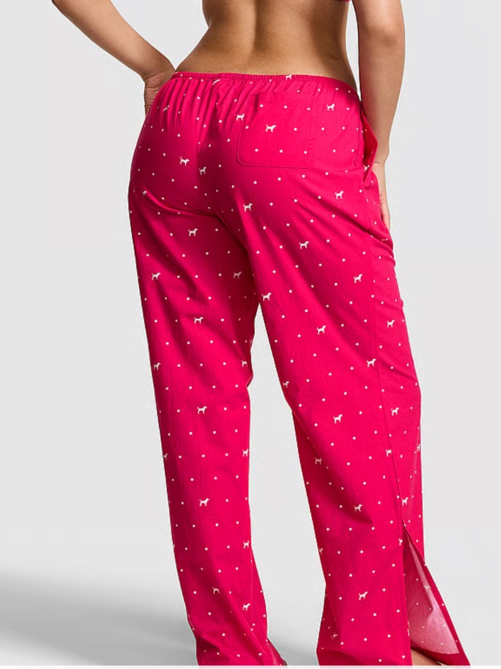 PINK Victoria's Secret Hot Pink Dog-Print Lounge Pants with Slit - Picture 2 of 7